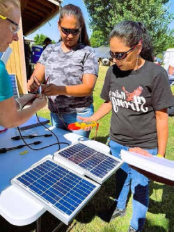 Frauen mit Solaranlage